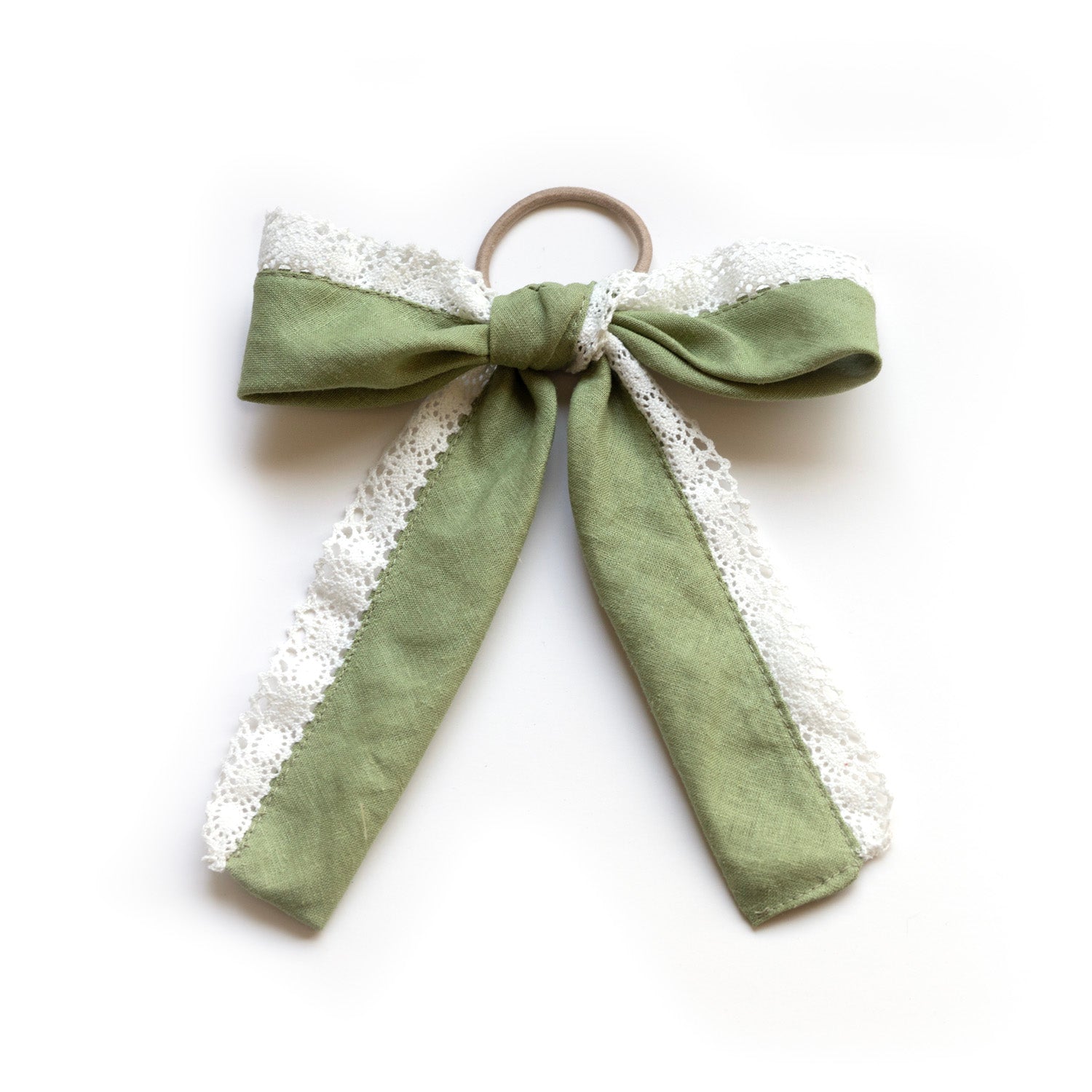 Linen Bow With Lace Trim