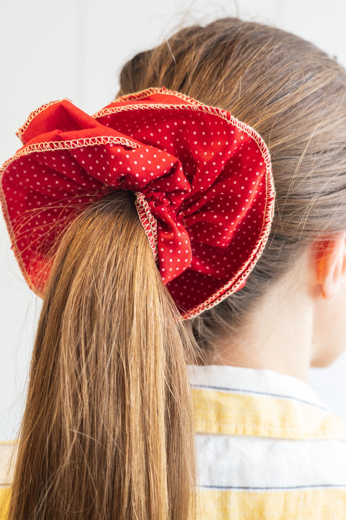 Double scrunchie with contrasting stitching