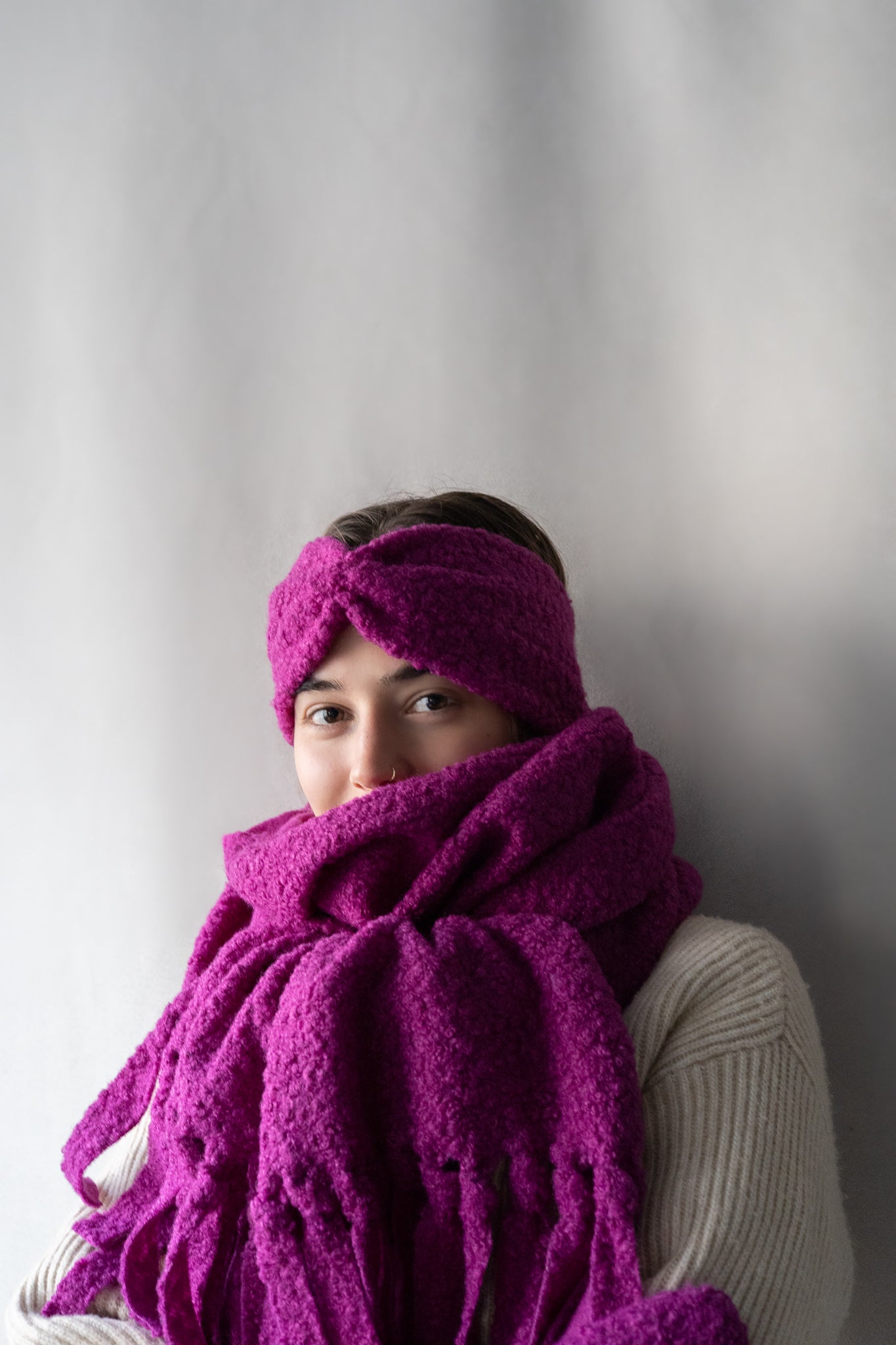 Foulard en molletonné bouclé à franges