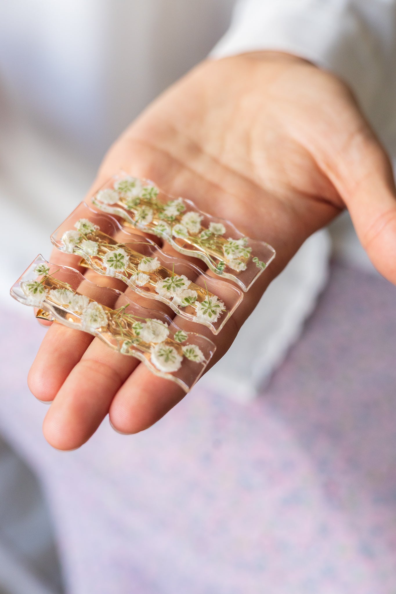 Barrette avec fleurs séchées