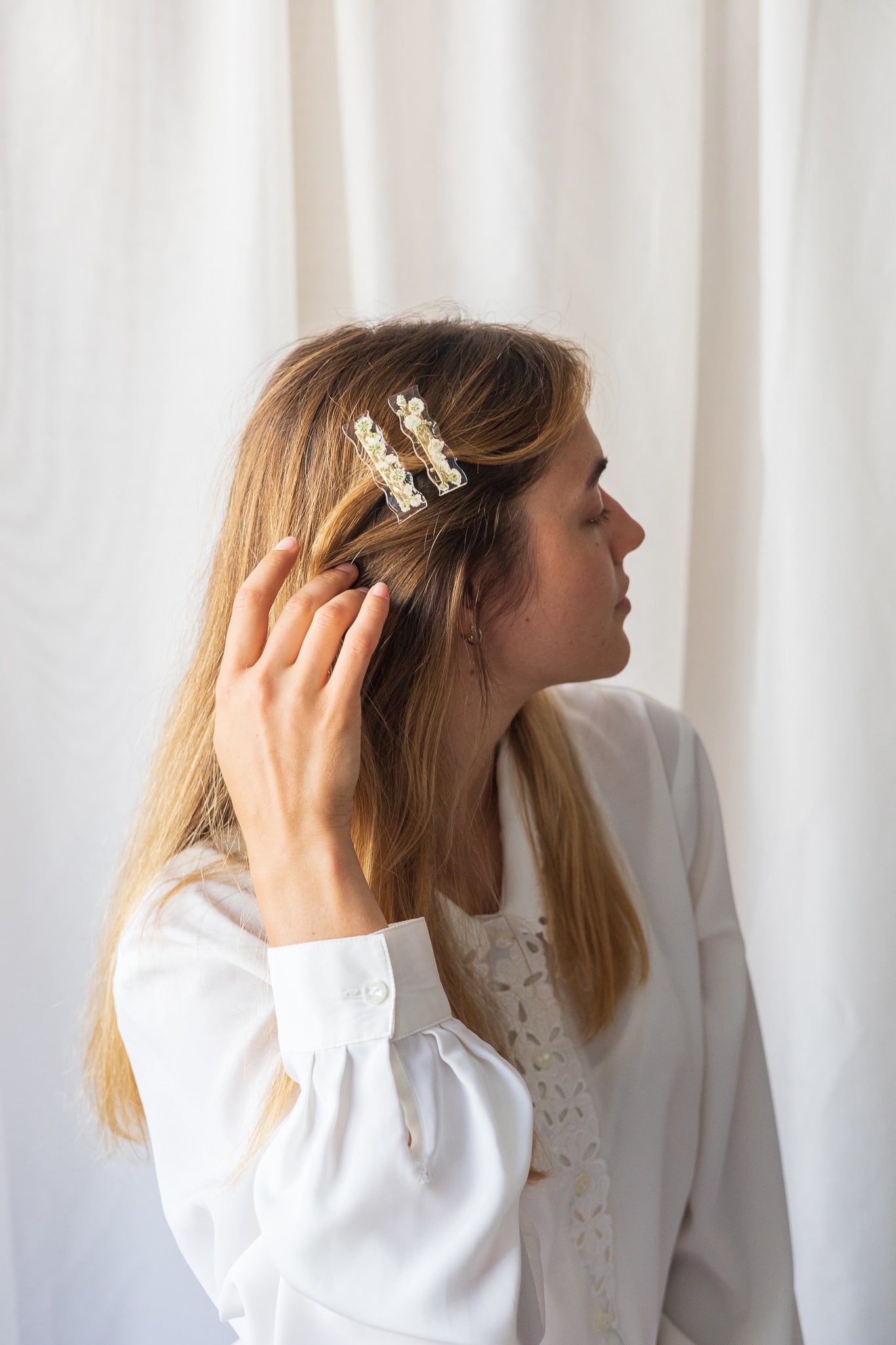 Barrette avec fleurs séchées
