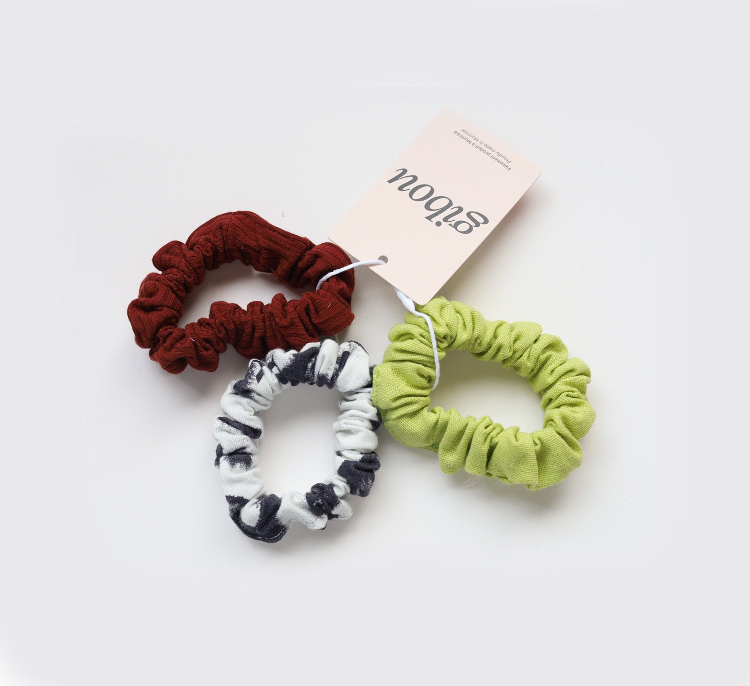Trio de mini chouchous en tissu revalorisé