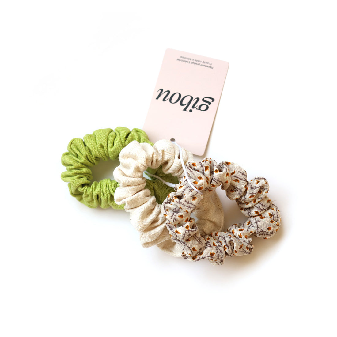 Trio de mini chouchous en tissu revalorisé