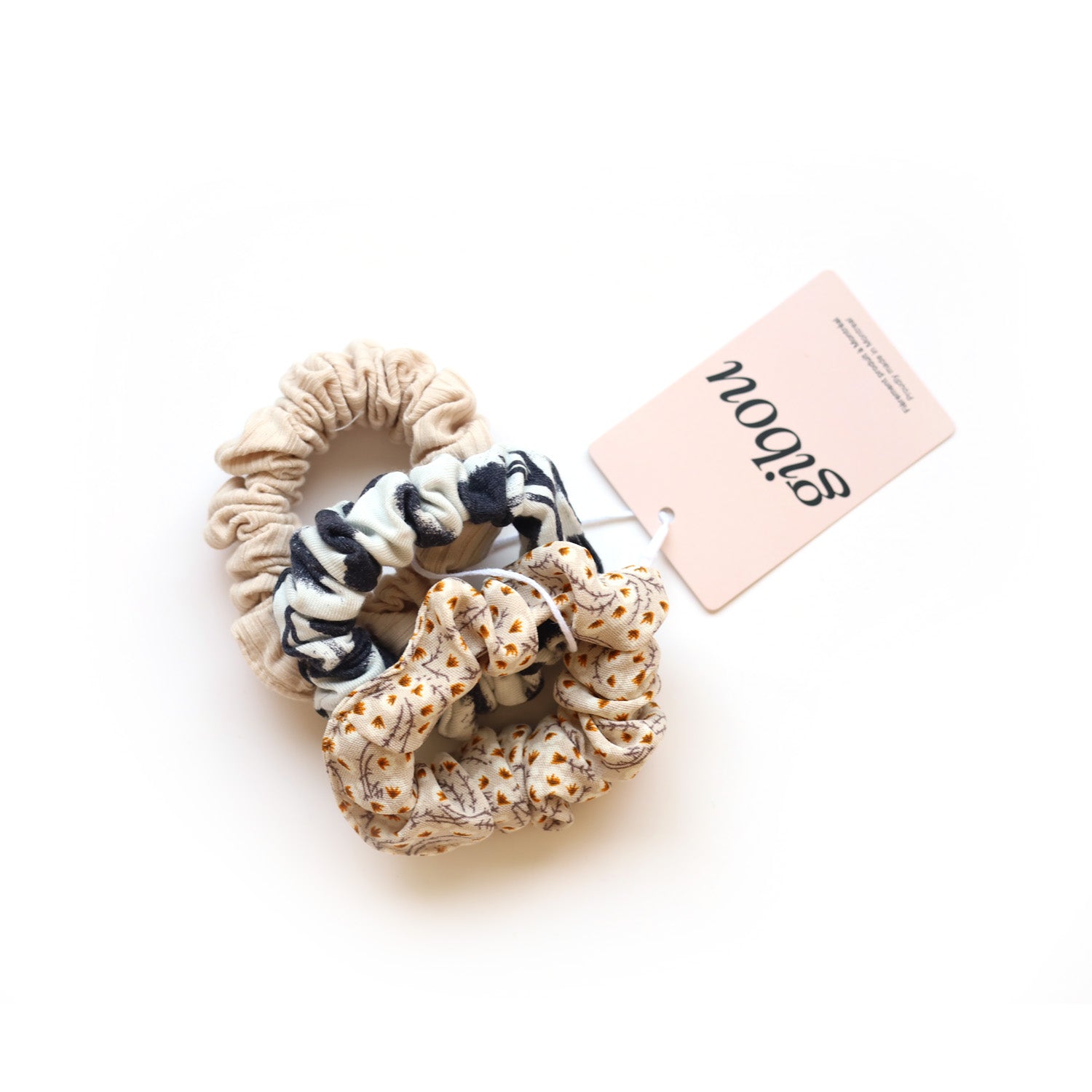 Trio de mini chouchous en tissu revalorisé
