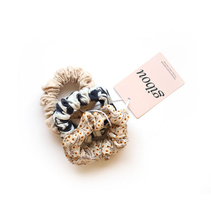Trio de mini chouchous en tissu revalorisé