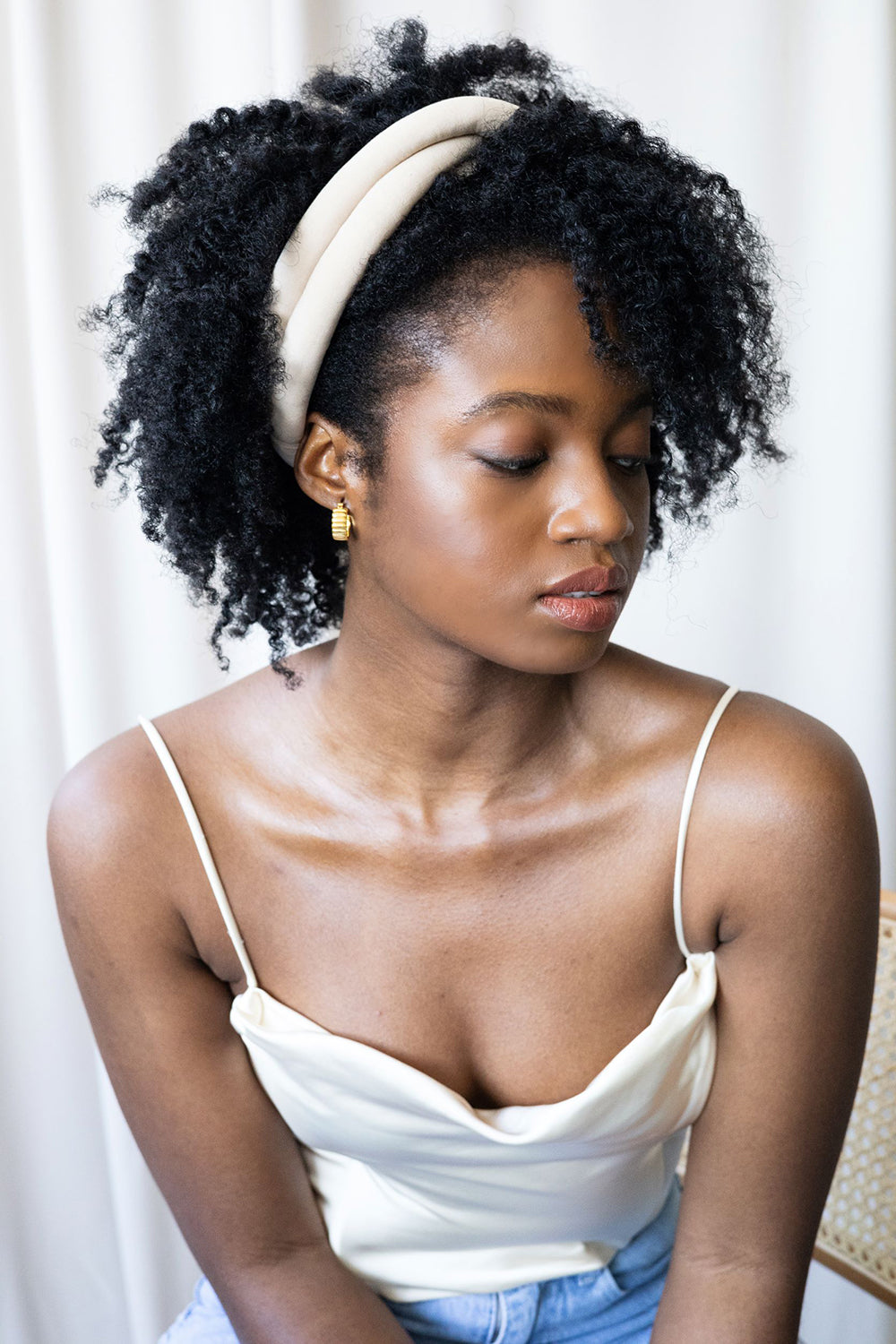 Échantillon - Serre-tête croisé beige