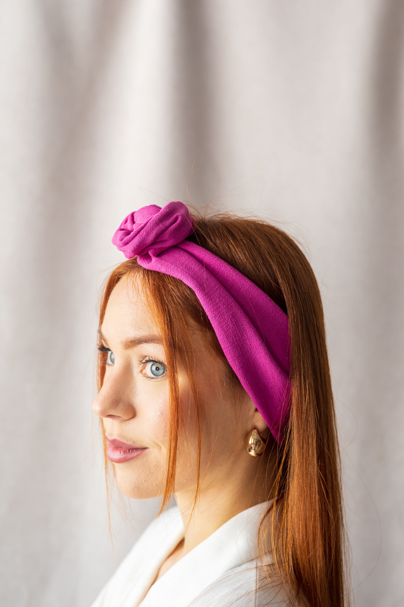 Échantillon - Bandeau large à torsader rose magenta