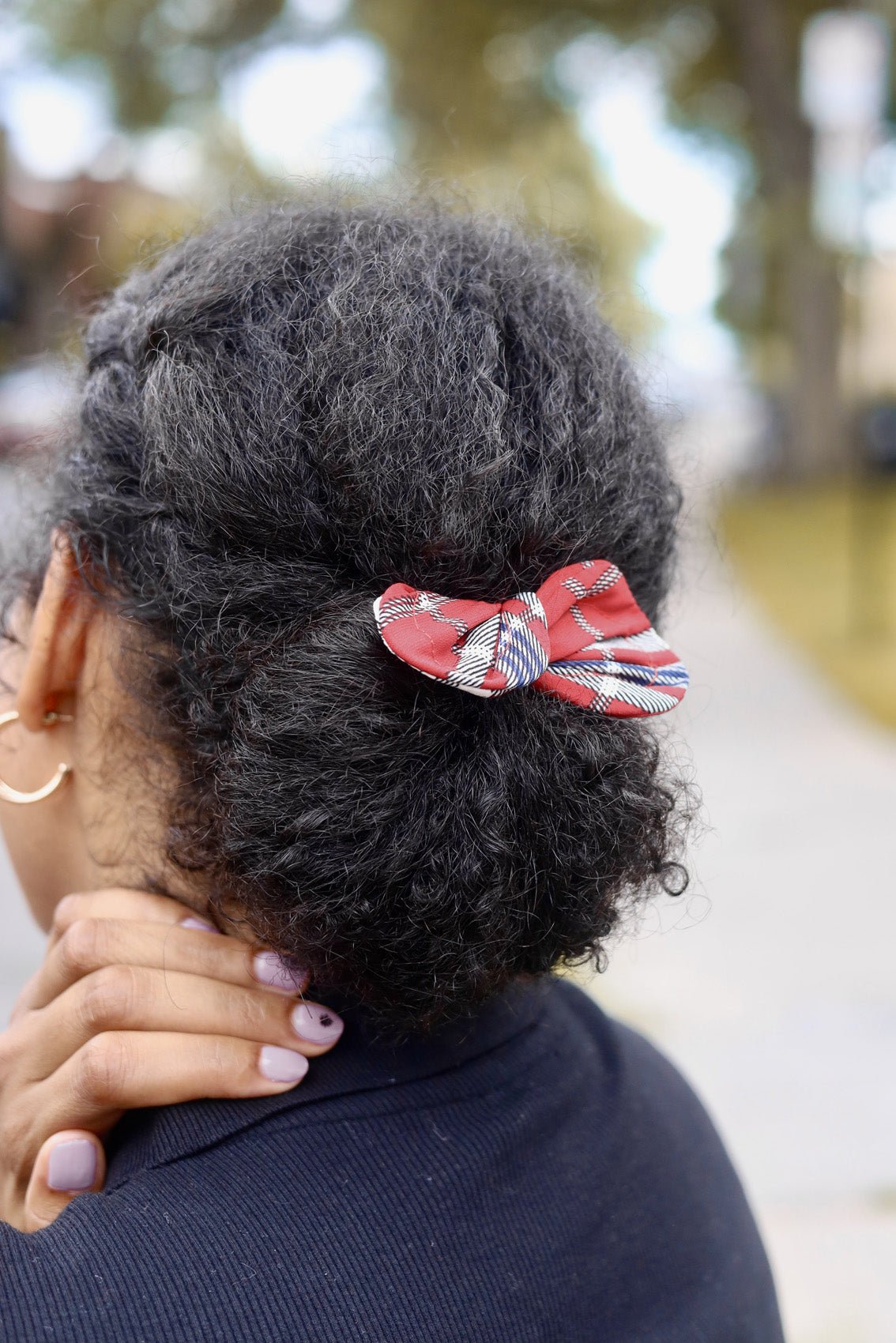 Accessoire à chignon tartan rouge - gibou.ca